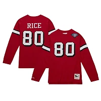 Men's Mitchell & Ness Jerry Rice Scarlet San Francisco 49ers Throwback Retired Player Name Number Long Sleeve Top