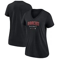Women's Nike Heather Black Arizona Diamondbacks Authentic Collection Tri-Blend V-Neck T-Shirt