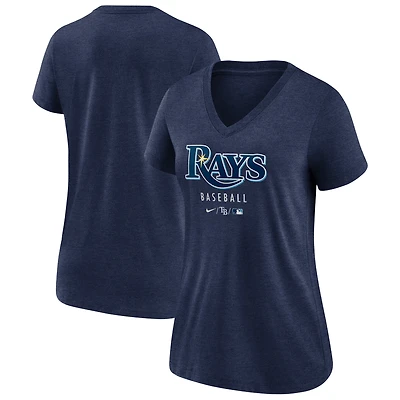 Women's Nike Heather Navy Tampa Bay Rays Authentic Collection Tri-Blend V-Neck T-Shirt