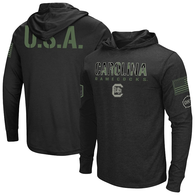Men's Colosseum Black South Carolina Gamecocks OHT Military Appreciation Hoodie Long Sleeve T-Shirt