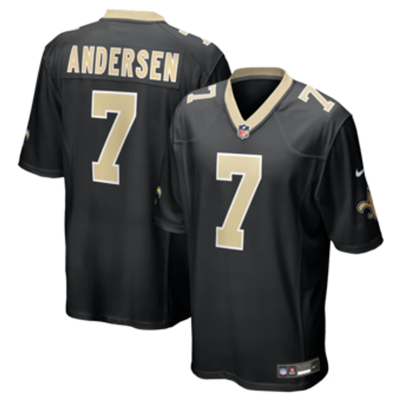 Men's Nike Morten Andersen Black New Orleans Saints Game Retired Player Jersey