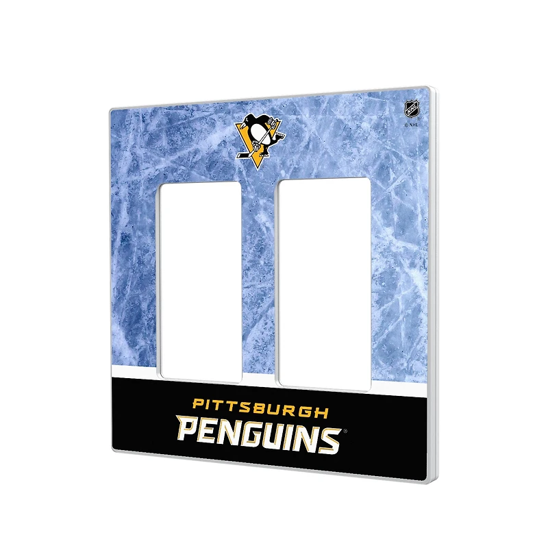 Pittsburgh Penguins Wordmark Double Rocker Lightswitch Plate