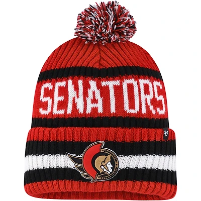 Men's '47 Red/Black Ottawa Senators Bering Cuffed Knit Hat with Pom