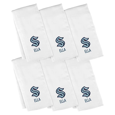 Infant White Seattle Kraken 6-Pack Personalized Burp Cloth Set