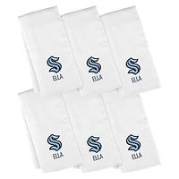 Infant White Seattle Kraken 6-Pack Personalized Burp Cloth Set