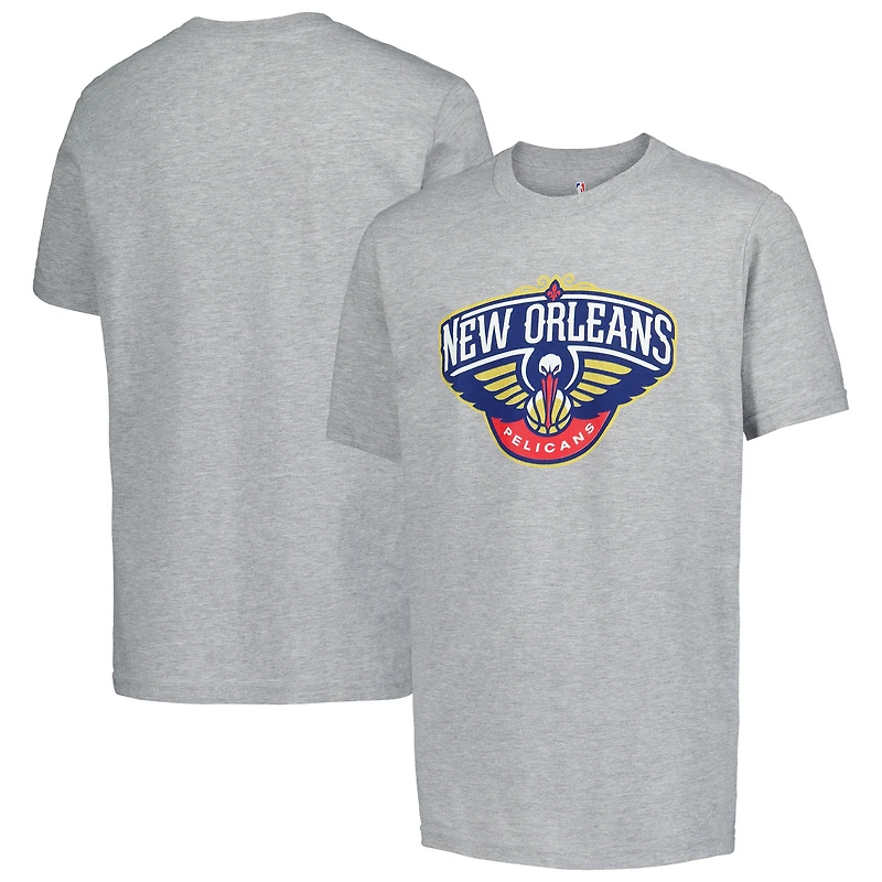 Youth Fanatics Heather Gray New Orleans Pelicans Primary Logo T-Shirt