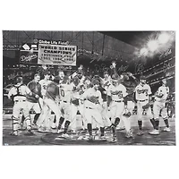 Los Angeles Dodgers Autographed Stretched 27" x 40" 2020 MLB World Series Champions Canvas with at least 12 signatures - Art by Dave Hobrecht - Limited Edition of 20