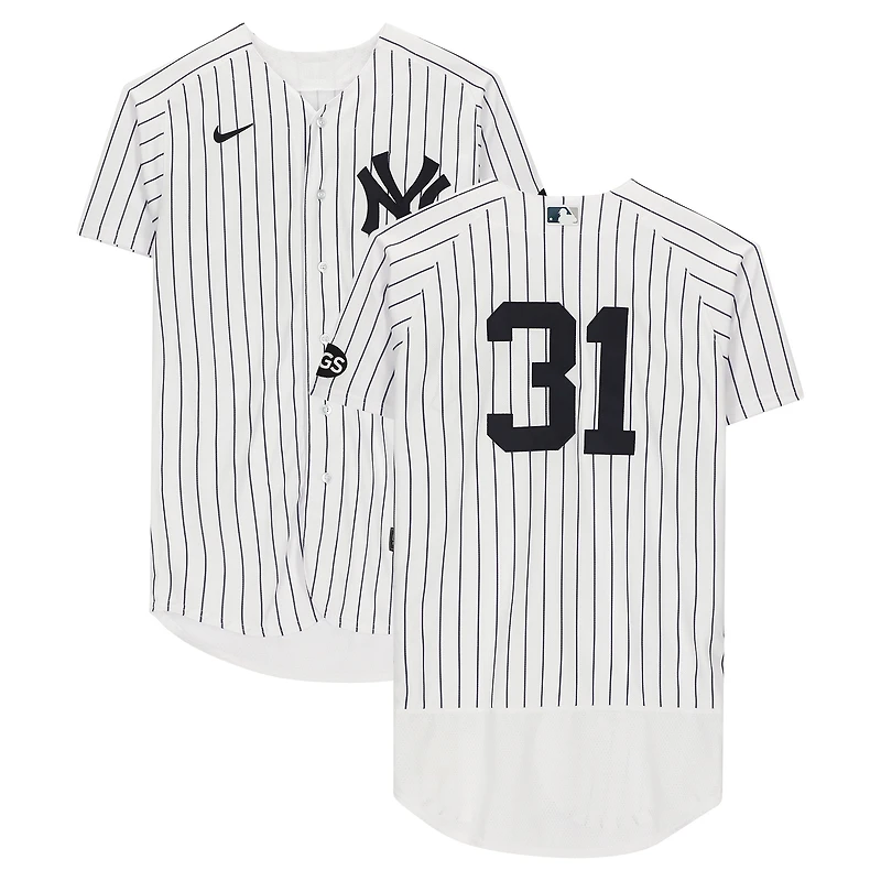 Aaron Hicks New York Yankees Player-Issued #31 White Pinstripe Jersey from the 2020 MLB Season