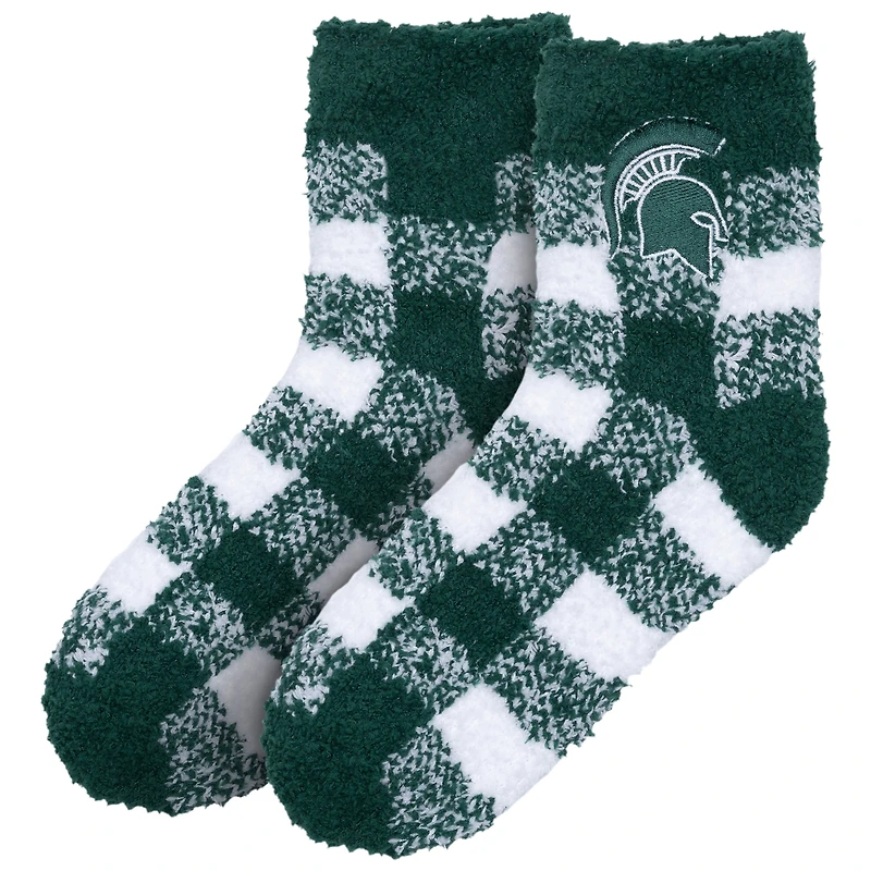 Women's ZooZatz Michigan State Spartans Fuzzy Buffalo Checkered Ankle Socks