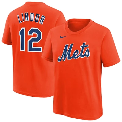Youth Nike Francisco Lindor Orange New York Mets Player Name & Number T-Shirt