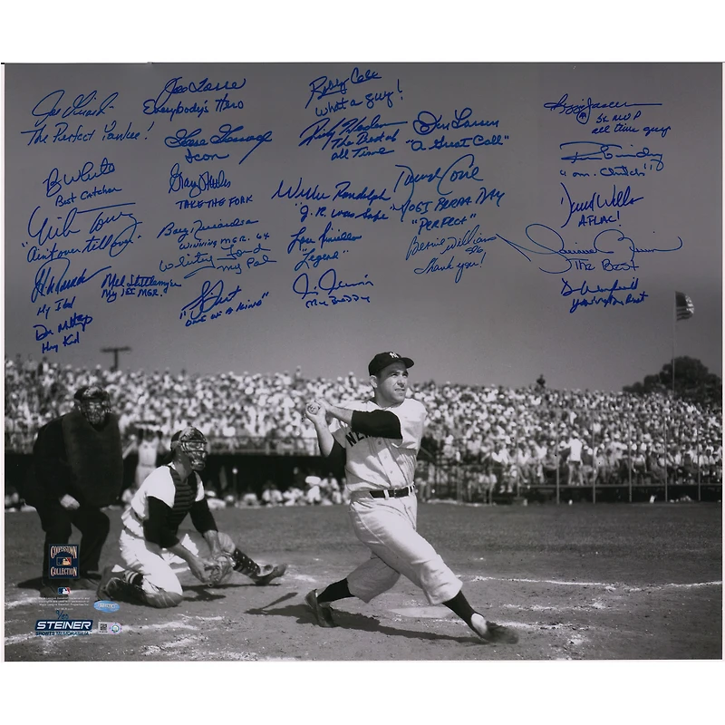 New York Yankees Multi-Signed 20" x 24" Yogi Berra Tribute Metallic Photograph with 25 Signatures and Inscriptions - Limited Edition of 50