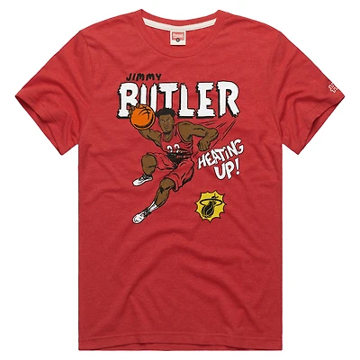 Men's Homage Jimmy Butler Red Miami Heat Comic Book Player Tri-Blend T-Shirt