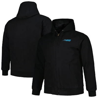 Men's Dunbrooke Black Carolina Panthers Big & Tall Dakota Canvas Hoodie Full-Zip Jacket