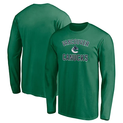 Men's Green Vancouver Canucks Victory Arch Long Sleeve T-Shirt