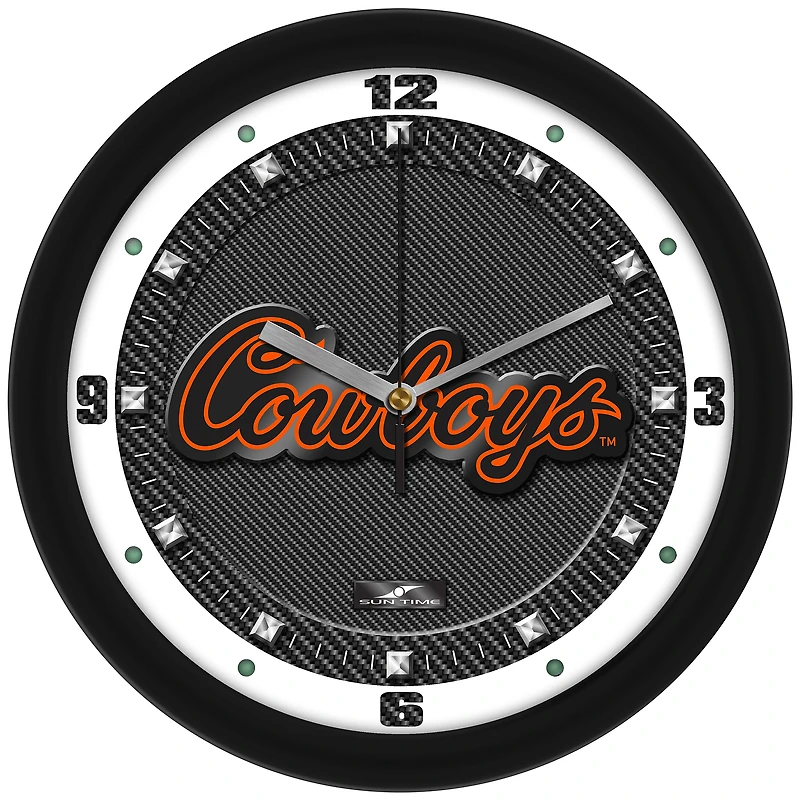 Oklahoma State Cowboys 11.5'' Suntime Premium Glass Face Carbon Fiber Wall Clock