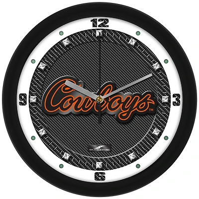 Oklahoma State Cowboys 11.5'' Suntime Premium Glass Face Carbon Fiber Wall Clock