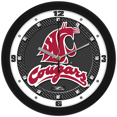 Washington State Cougars 11.5'' Suntime Premium Glass Face Carbon Fiber Wall Clock