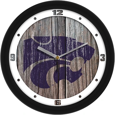 Kansas State Wildcats 11.5'' Suntime Premium Glass Face Weathered Wood Wall Clock