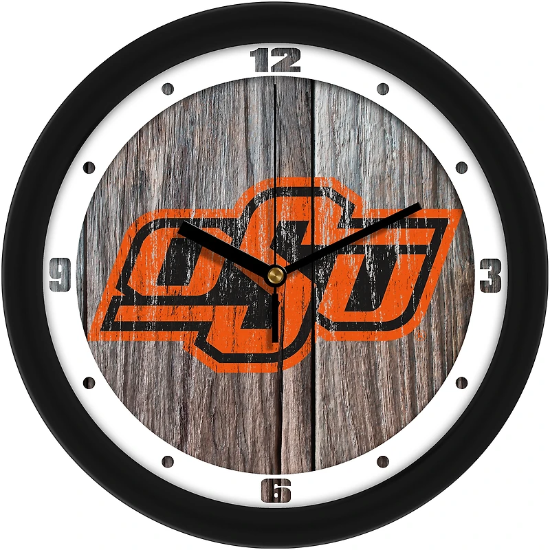 Oklahoma State Cowboys 11.5'' Suntime Premium Glass Face Weathered Wood Wall Clock