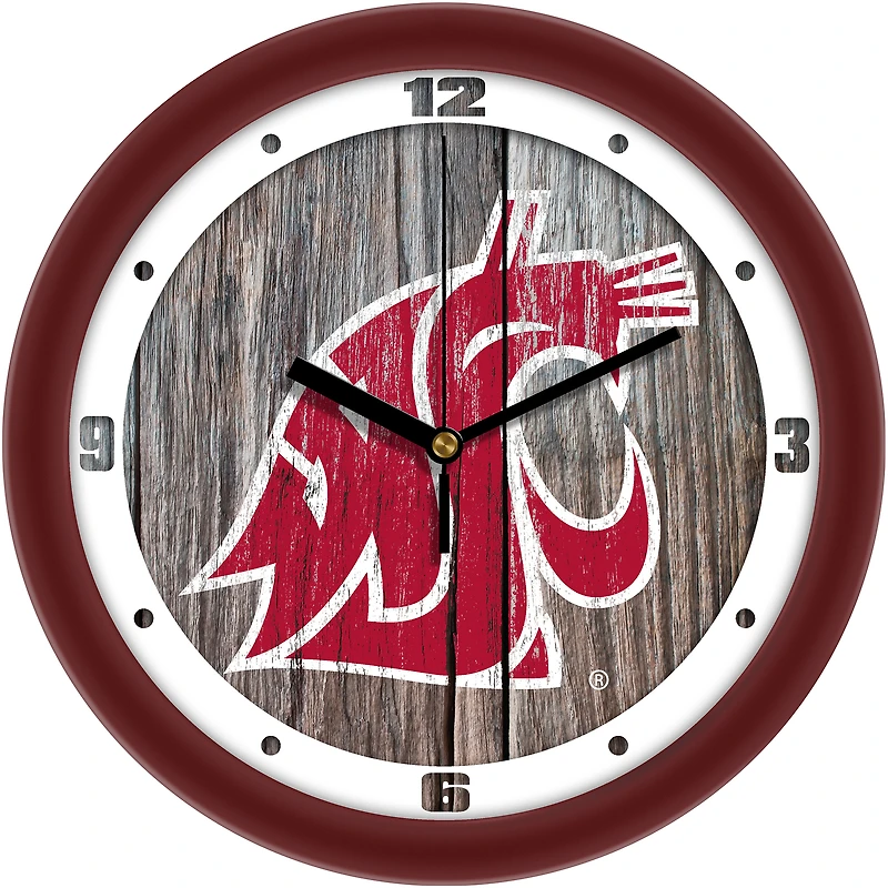 Washington State Cougars 11.5'' Suntime Premium Glass Face Weathered Wood Wall Clock