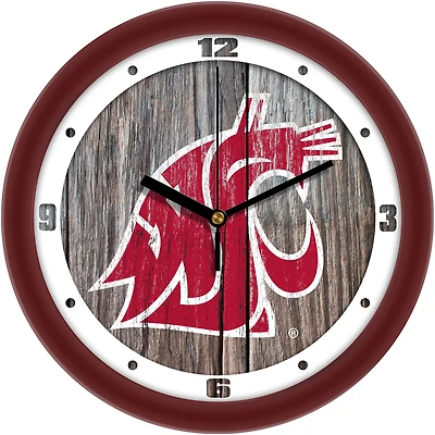 Washington State Cougars 11.5'' Suntime Premium Glass Face Weathered Wood Wall Clock