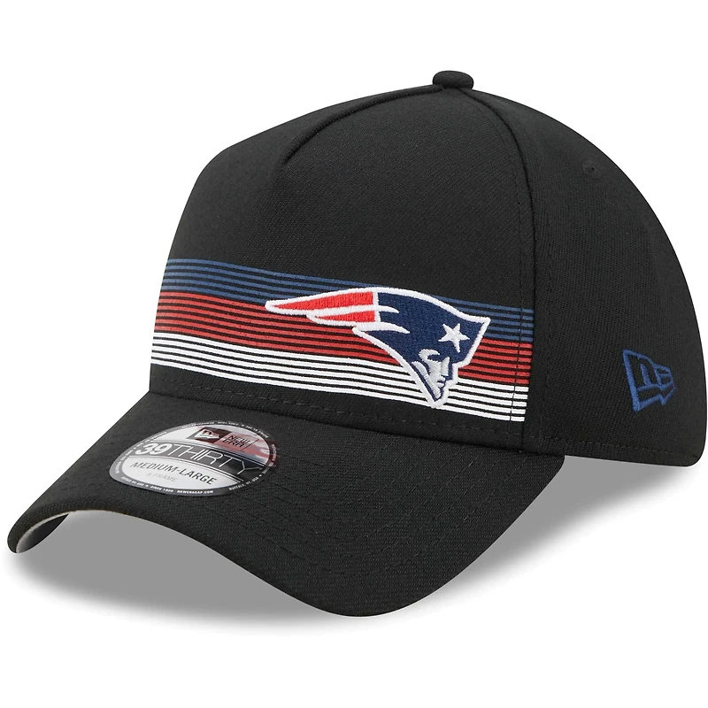 Men's New Era Black New England Patriots Flawless Stripe 39THIRTY Flex Hat