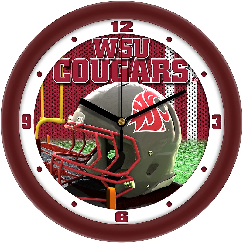Washington State Cougars 11.5'' Suntime Premium Glass Face Football Helmet Wall Clock