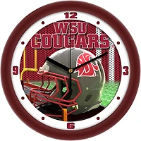 Washington State Cougars 11.5'' Suntime Premium Glass Face Football Helmet Wall Clock