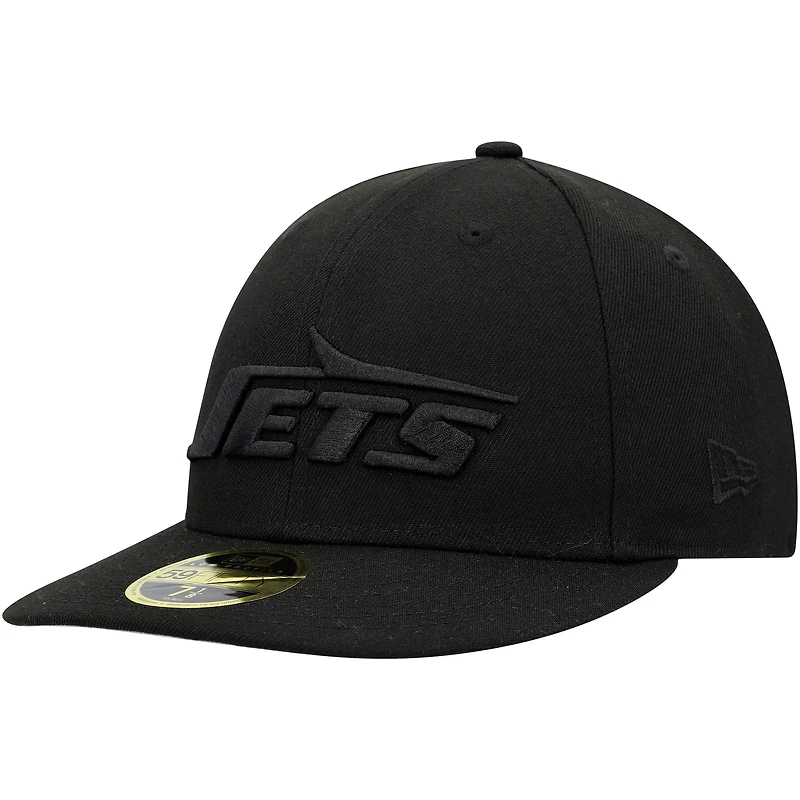 Men's New Era Black New York Jets Wordmark Black on Black Low Profile 59FIFTY II Fitted Hat