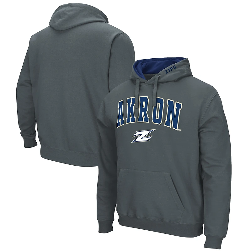 Men's Colosseum Charcoal Akron Zips Arch and Logo Pullover Hoodie