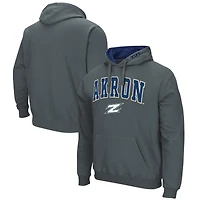 Men's Colosseum Charcoal Akron Zips Arch and Logo Pullover Hoodie