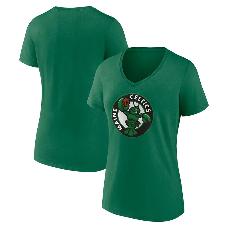 Women's Kelly Green Maine Celtics Primary Logo V-Neck T-Shirt