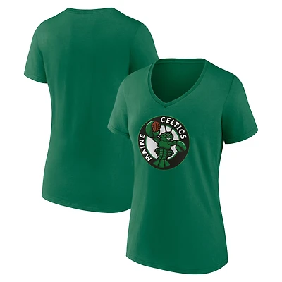 Women's Kelly Green Maine Celtics Primary Logo V-Neck T-Shirt