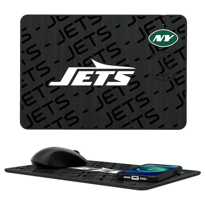 Keyscaper New York Jets 15W Fast Wireless Charger and Mouse Pad