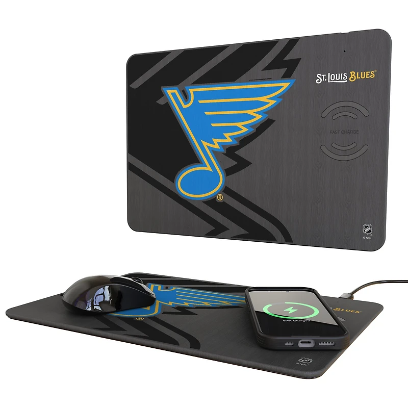Keyscaper St. Louis Blues 15W Fast Wireless Charger and Mouse Pad