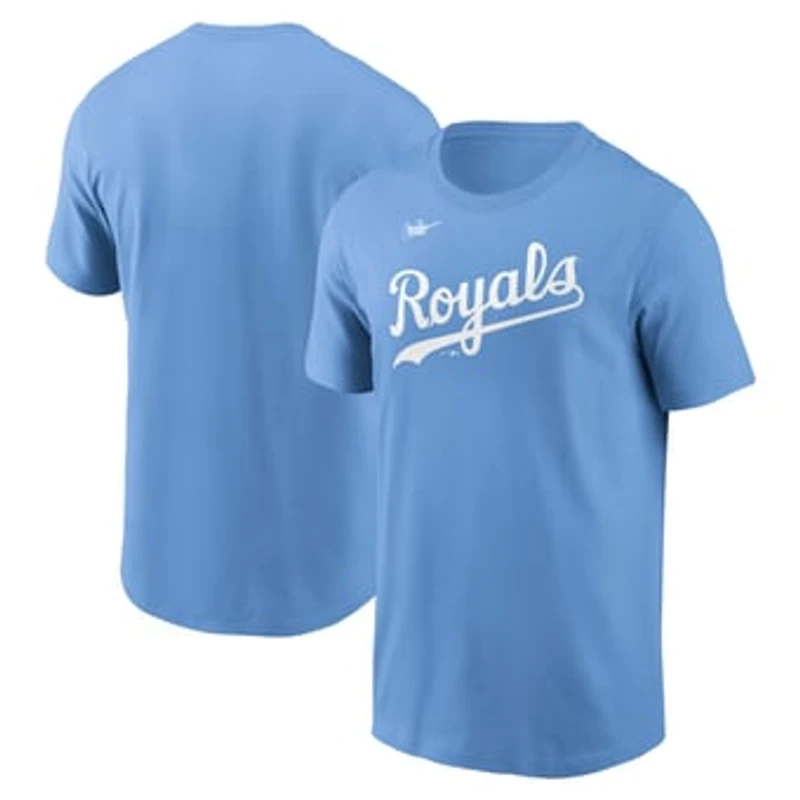 Men's Nike Light Blue Kansas City Royals Cooperstown Collection Wordmark T-Shirt