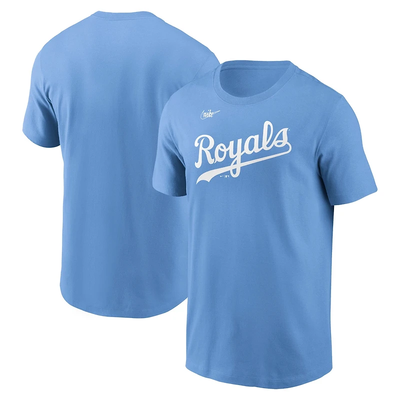Men's Nike Light Blue Kansas City Royals Cooperstown Collection Wordmark T-Shirt