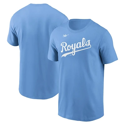 Men's Nike Light Blue Kansas City Royals Cooperstown Collection Wordmark T-Shirt
