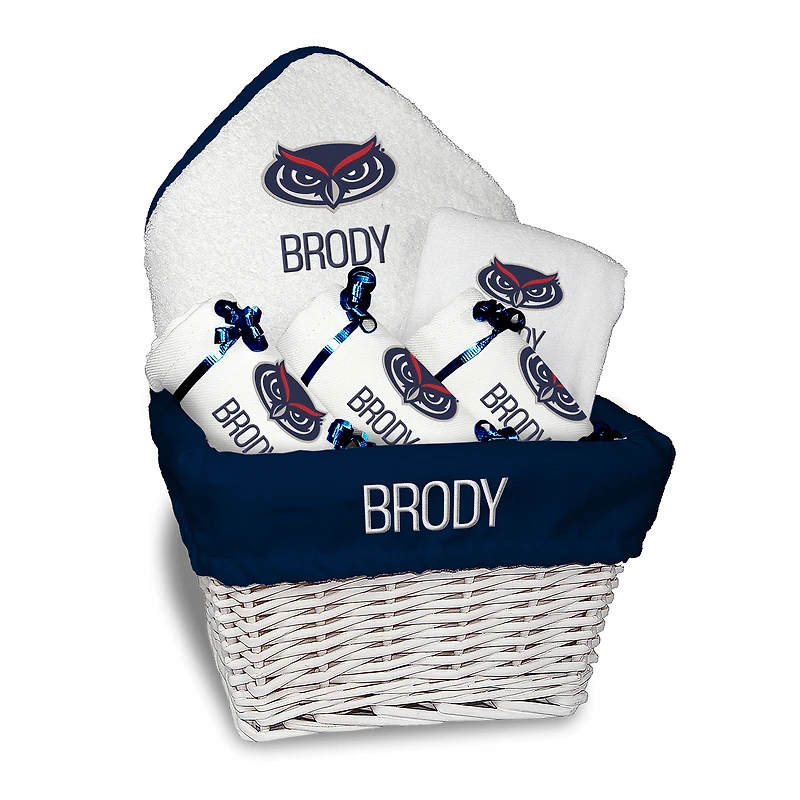 Infant White Florida Atlantic Owls Personalized Medium Basket