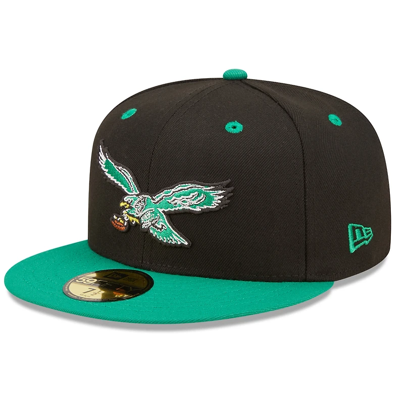 Men's New Era  Black/ Philadelphia Eagles Flipside 2Tone 59FIFTY Fitted Hat
