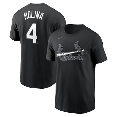 Men's Nike Yadier Molina Black St. Louis Cardinals Black & White Name & Number T-Shirt