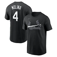 Men's Nike Yadier Molina Black St. Louis Cardinals Black & White Name & Number T-Shirt