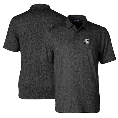 Men's Cutter & Buck Black Michigan State Spartans Pike Constellation Print Stretch Polo