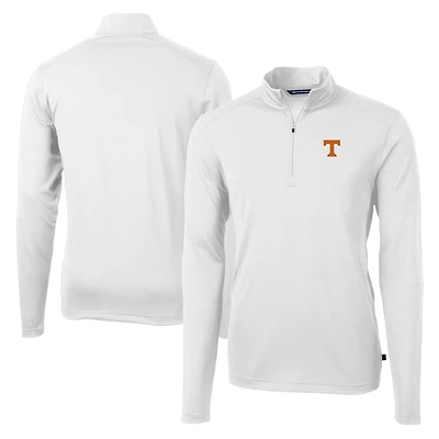 Men's Cutter & Buck White Tennessee Volunteers Virtue Eco Pique Recycled Quarter-Zip Jacket