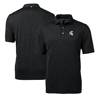 Men's Cutter & Buck Black Michigan State Spartans Virtue Eco Pique Tile Print Polo