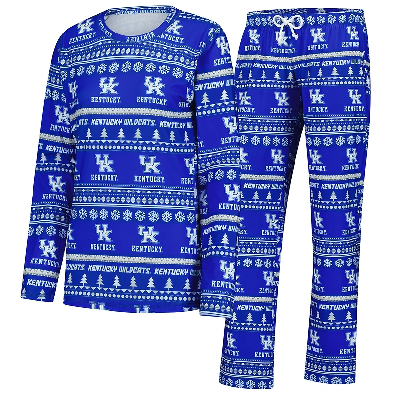 Women's Concepts Sport Royal Kentucky Wildcats Holiday Long Sleeve Top and Pants Sleep Set