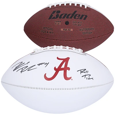 Brian Robinson Alabama Crimson Tide  White Panel Football with "Roll Tide" Inscription