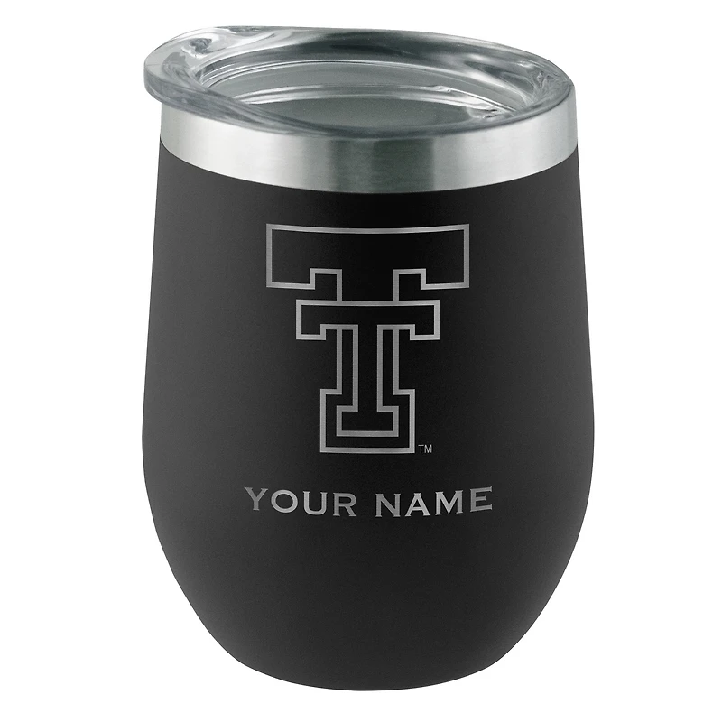 Black Texas Tech Red Raiders 12oz. Personalized Etched Stemless Tumbler