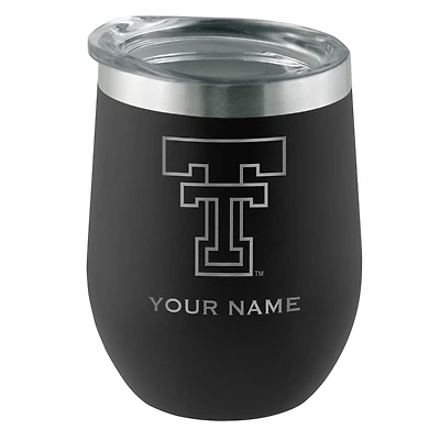 Black Texas Tech Red Raiders 12oz. Personalized Etched Stemless Tumbler