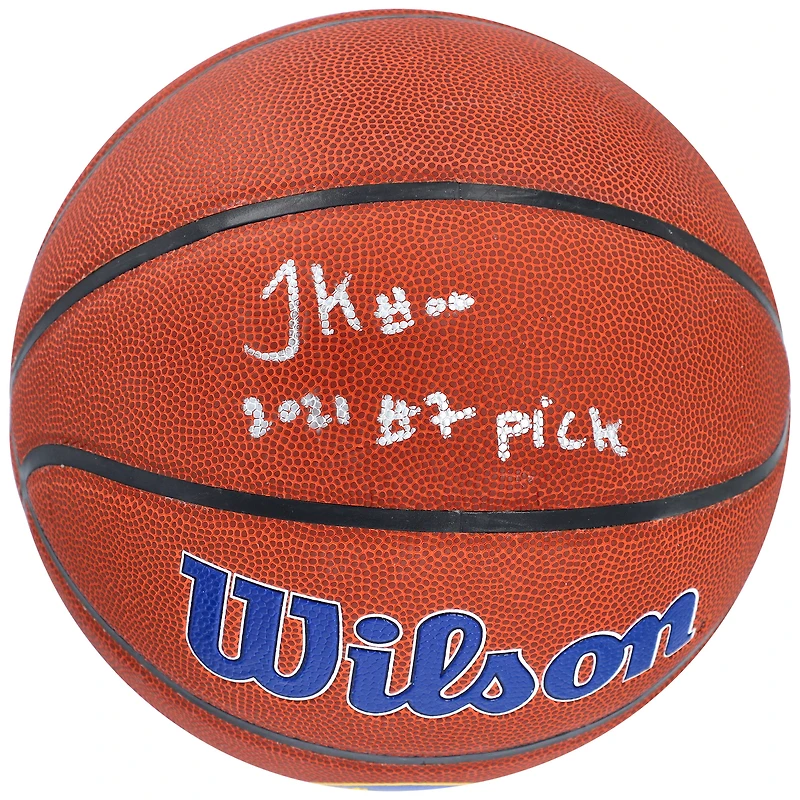 Jonathan Kuminga Golden State Warriors Autographed Wilson Team Logo Basketball with "2021 #7 Pick" Inscription